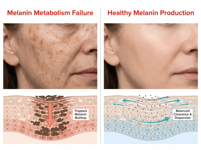 Melanin Metabolism Failure vs Healthy Melanin Production